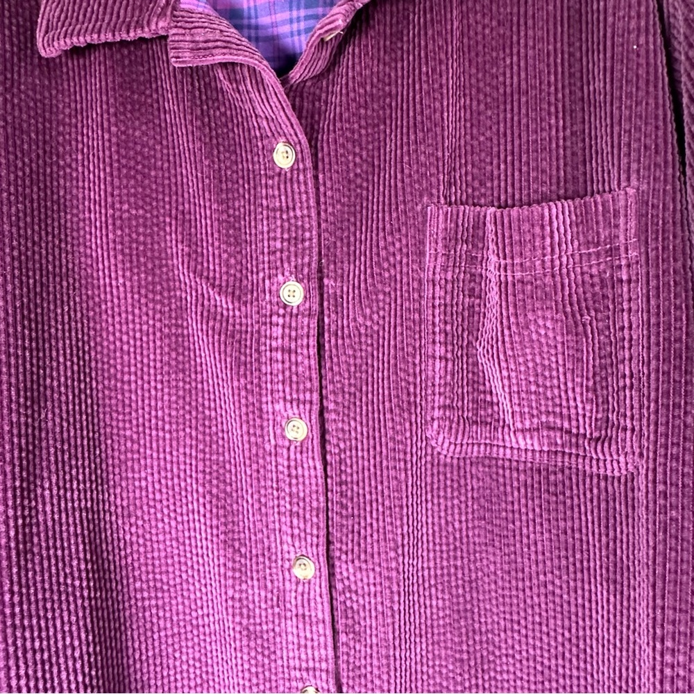 LL Bean Corduroy Shirt Jacket Womens 3X Purple Flannel Lined Shacket - Picture 12 of 12